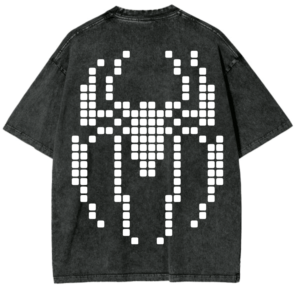 Oversize Washed T-shirt | Black Spider