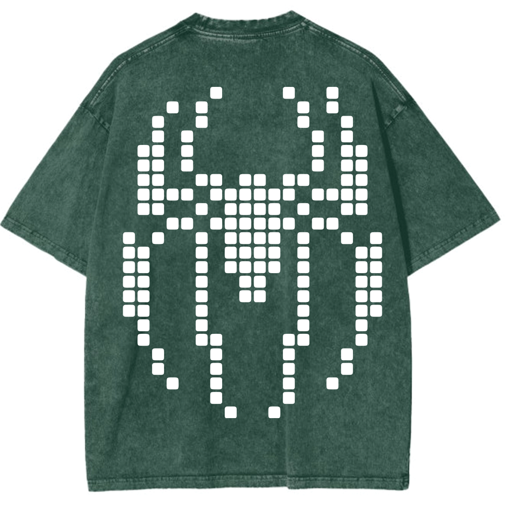 Oversize Washed T-shirt | Black Spider