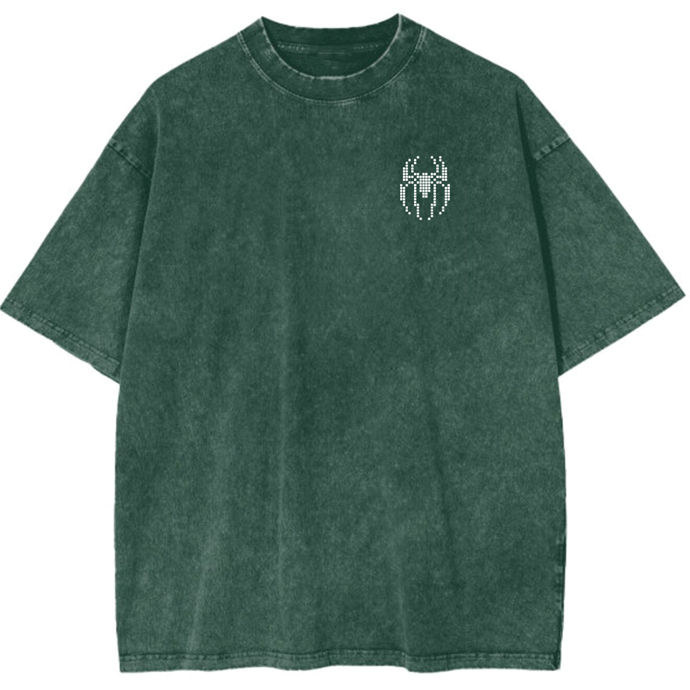 Oversize Washed T-shirt | Black Spider