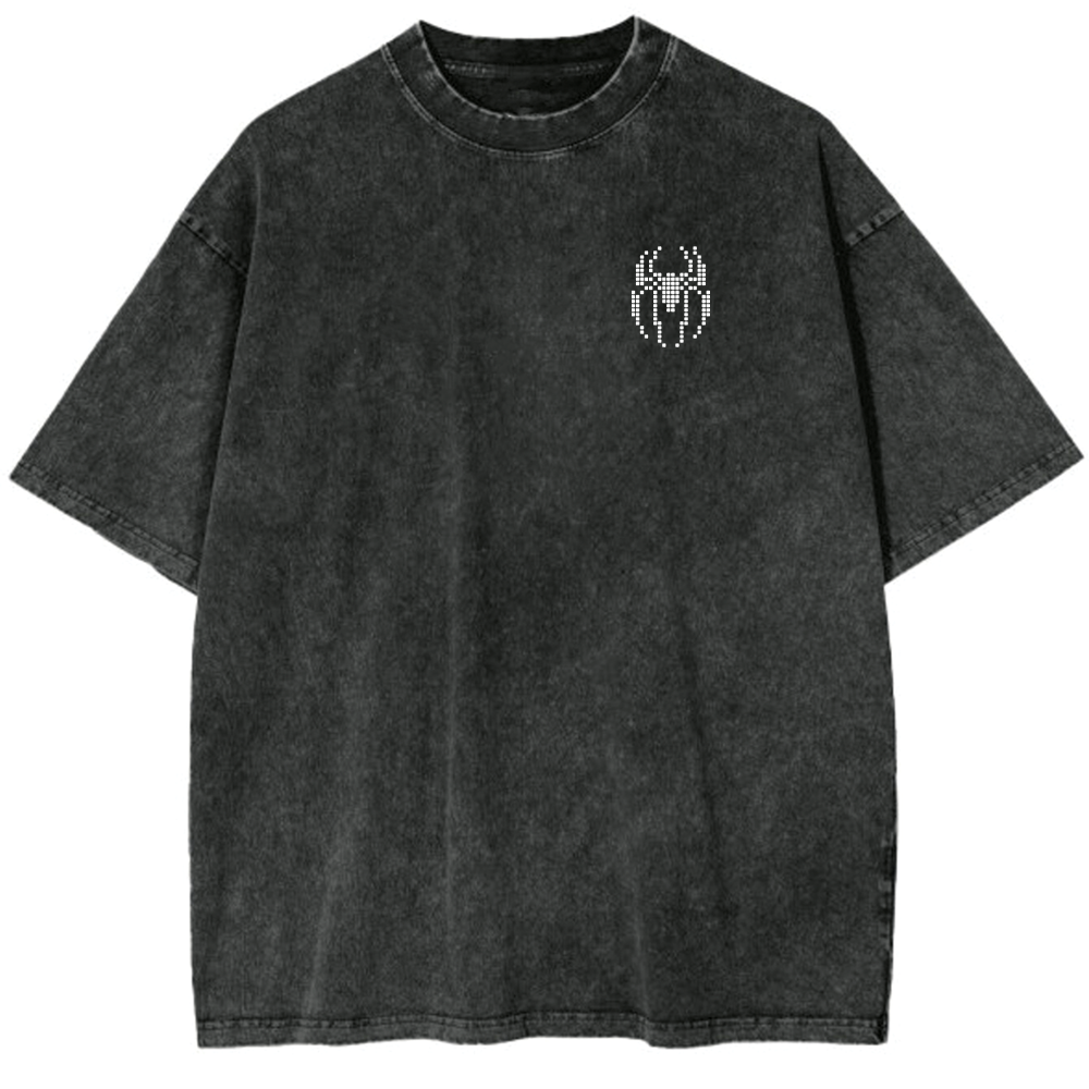 Oversize Washed T-shirt | Black Spider