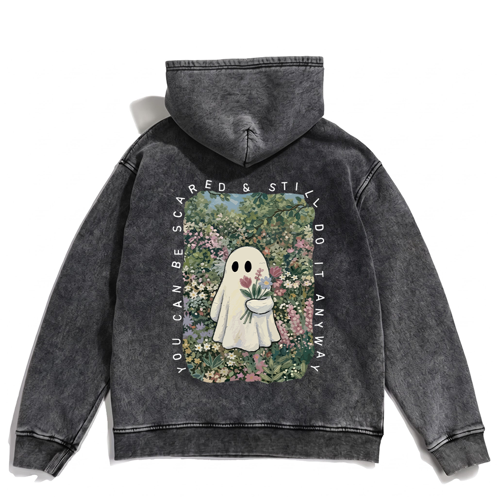 You Can be Scared Washed Oversized Hoodie