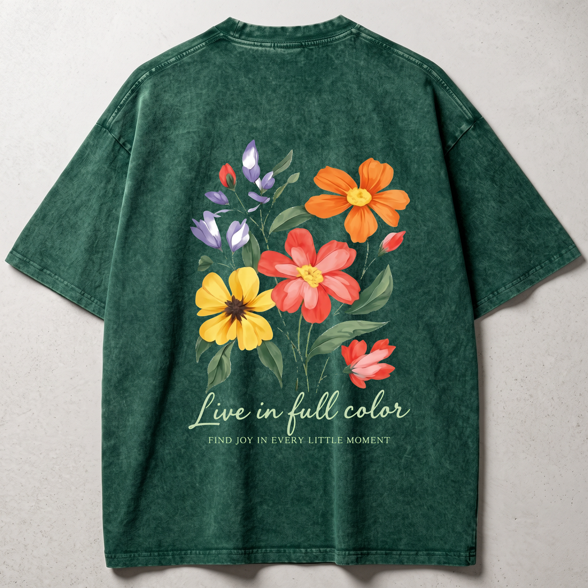 Live in Full Color Washed Oversized T-shirt