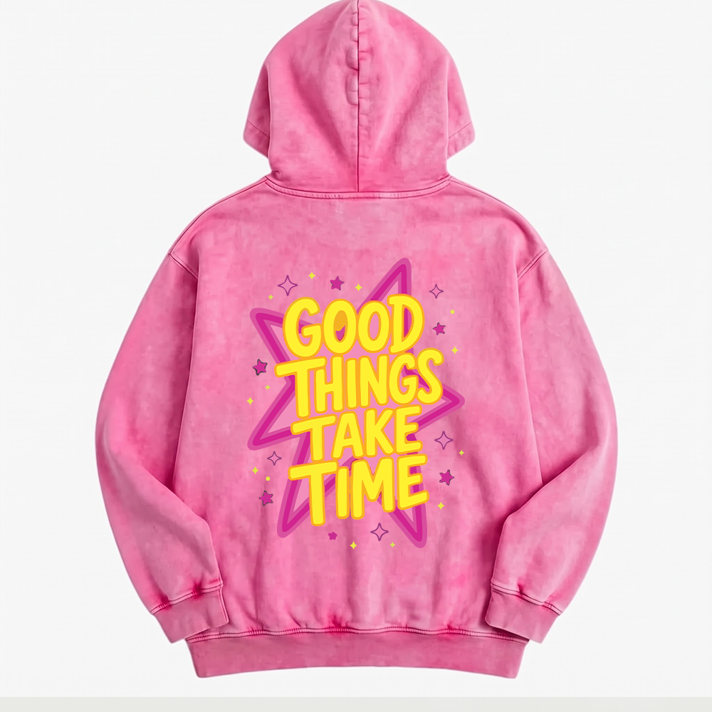 Good Things Take Time Washed Oversized Hoodie