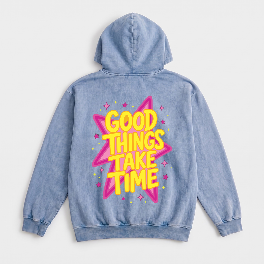 Good Things Take Time Washed Oversized Hoodie