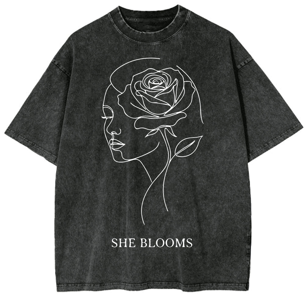 She Blooms Oversize Washed T-shirt