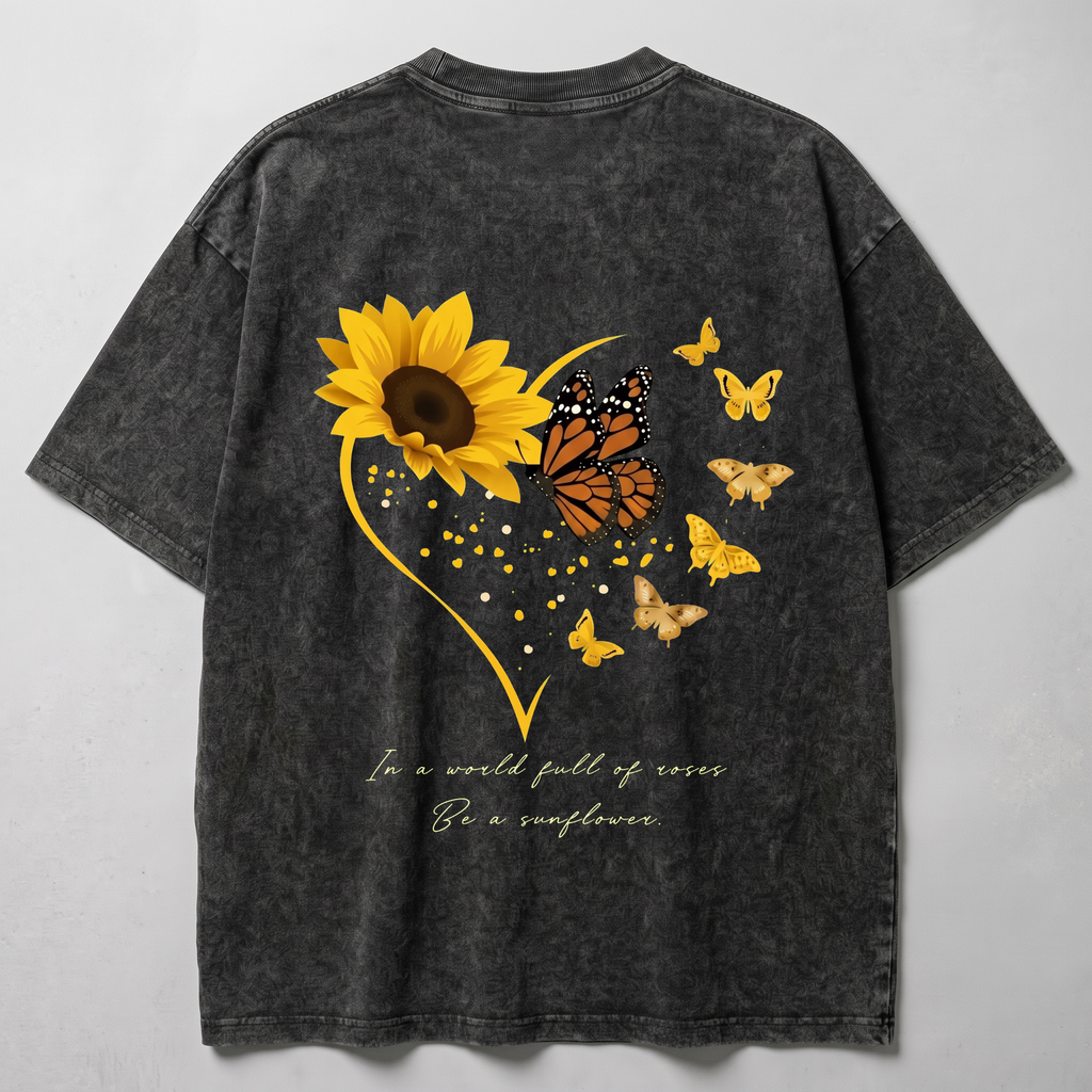 Be A Sunflower Washed Oversized T-shirt