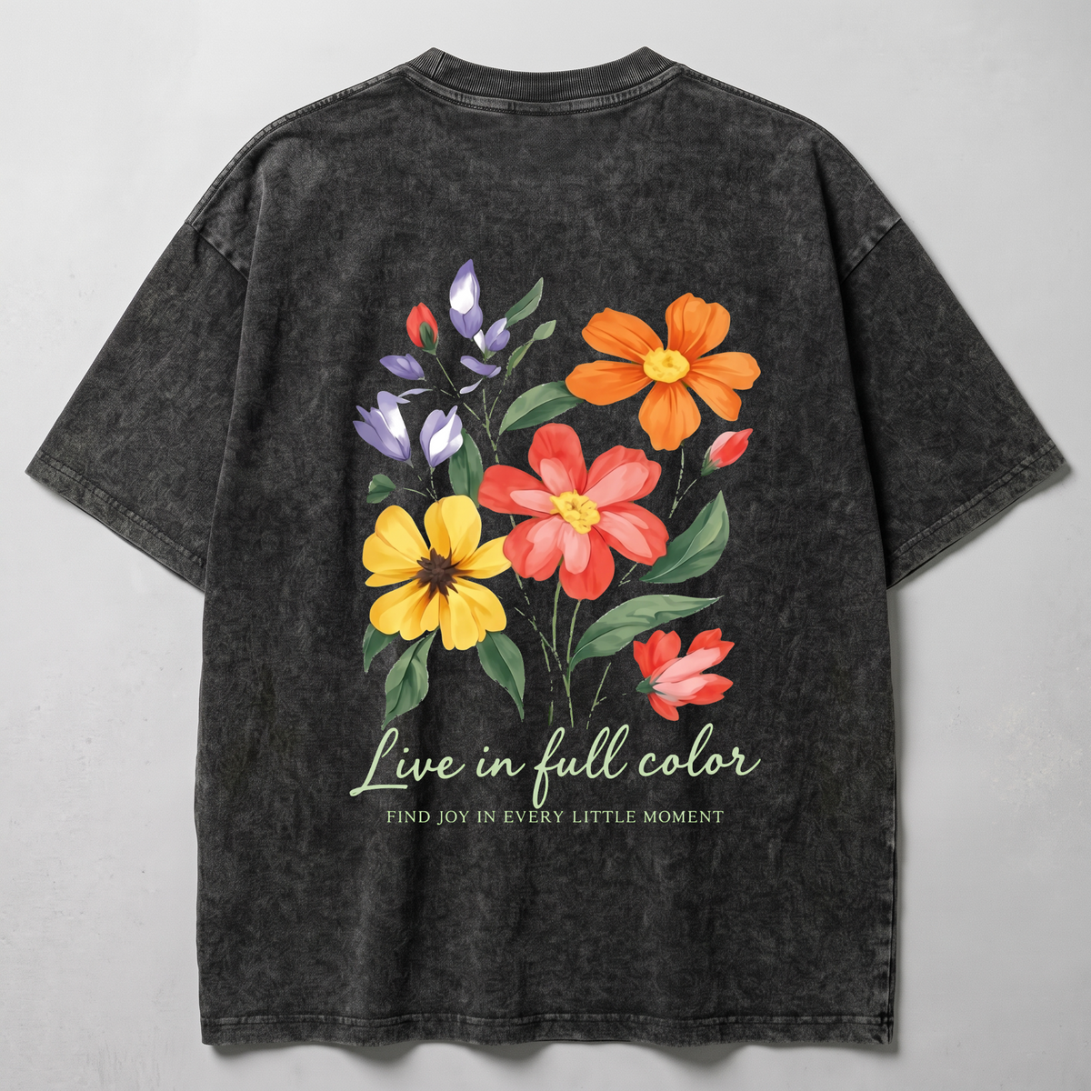 Live in Full Color Washed Oversized T-shirt